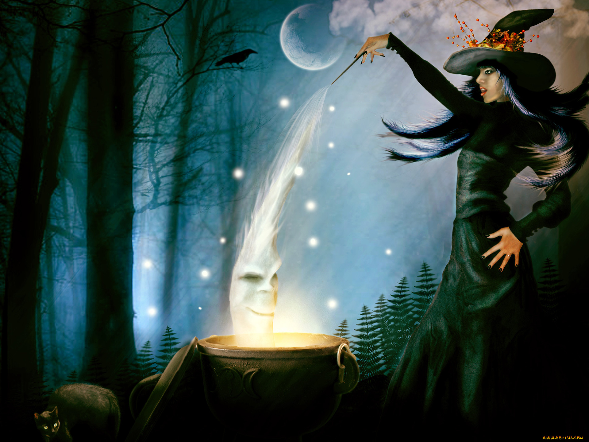 Черная магия зла. Волшебные феи и злая колдунья. Волшебные феи и злая колдунья игра. Красивая ведьма. Сказочная ведьма.